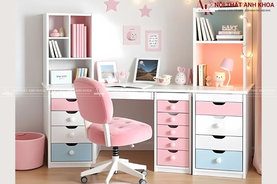 Phòng học trẻ em và góc học tập lý tưởng cho bé gái lớp 1 Phòng học trẻ em và góc học tập lý tưởng cho bé gái lớp 1