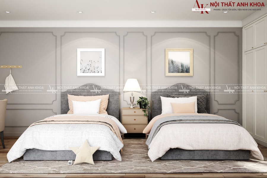 Thiết kế phòng ngủ bé gái 2 giường - Kết hợp thẩm mỹ, tiện nghi Thiết kế phòng ngủ bé gái 2 giường - Kết hợp thẩm mỹ, tiện nghi