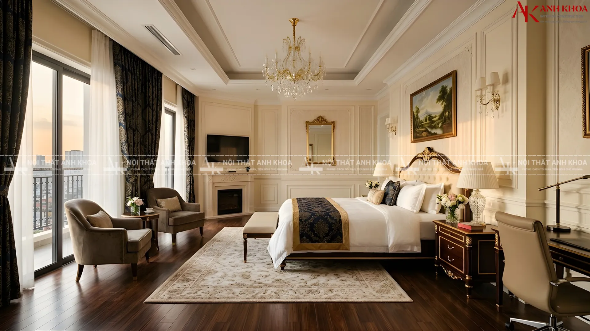 Giường ngủ bọc nỉ, đầu giường cao kết hợp vách ốp gương Giường ngủ bọc nỉ, đầu giường cao kết hợp vách ốp gương