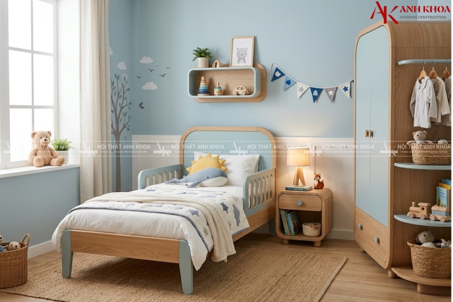 Thiết kế phòng ngủ trên em hiện đại, an toàn và tiện nghi Thiết kế phòng ngủ trên em hiện đại, an toàn và tiện nghi