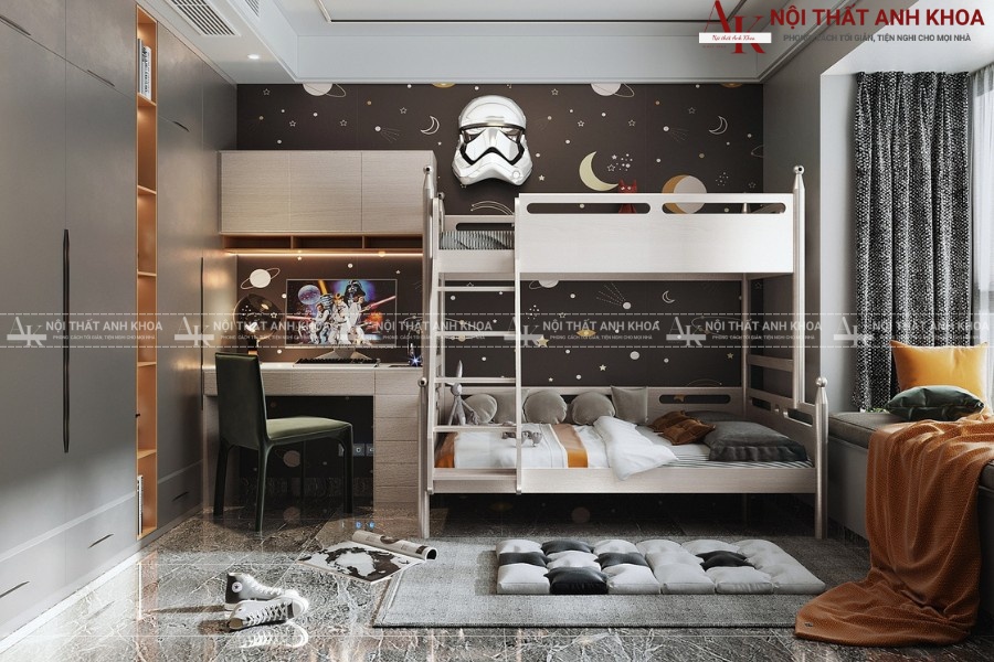 Ý tưởng phòng ngủ bé trai với giấy dán tường ấn tượng Ý tưởng phòng ngủ bé trai với giấy dán tường ấn tượng