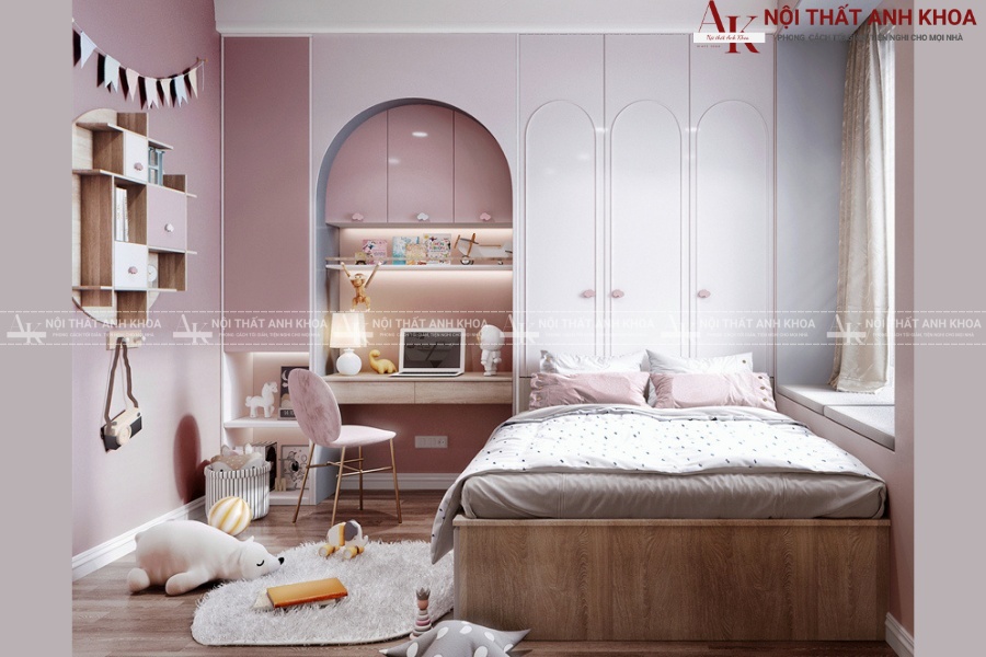 Phòng ngủ đôi cho bé gái với thiết kế tinh tế Phòng ngủ đôi cho bé gái với thiết kế tinh tế