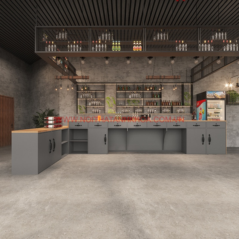 Quầy bar chữ L thiết kế hiện đại sang trọng, đẳng cấp Quầy bar chữ L thiết kế hiện đại sang trọng, đẳng cấp