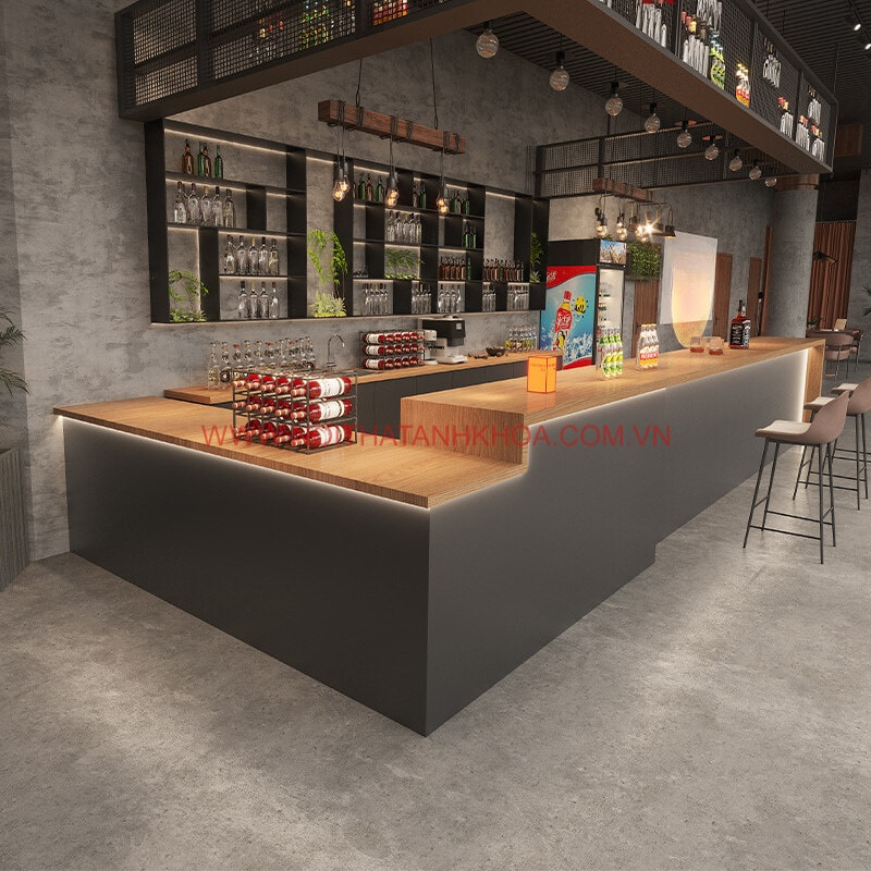 Quầy bar chữ L thiết kế hiện đại sang trọng, đẳng cấp Quầy bar chữ L thiết kế hiện đại sang trọng, đẳng cấp
