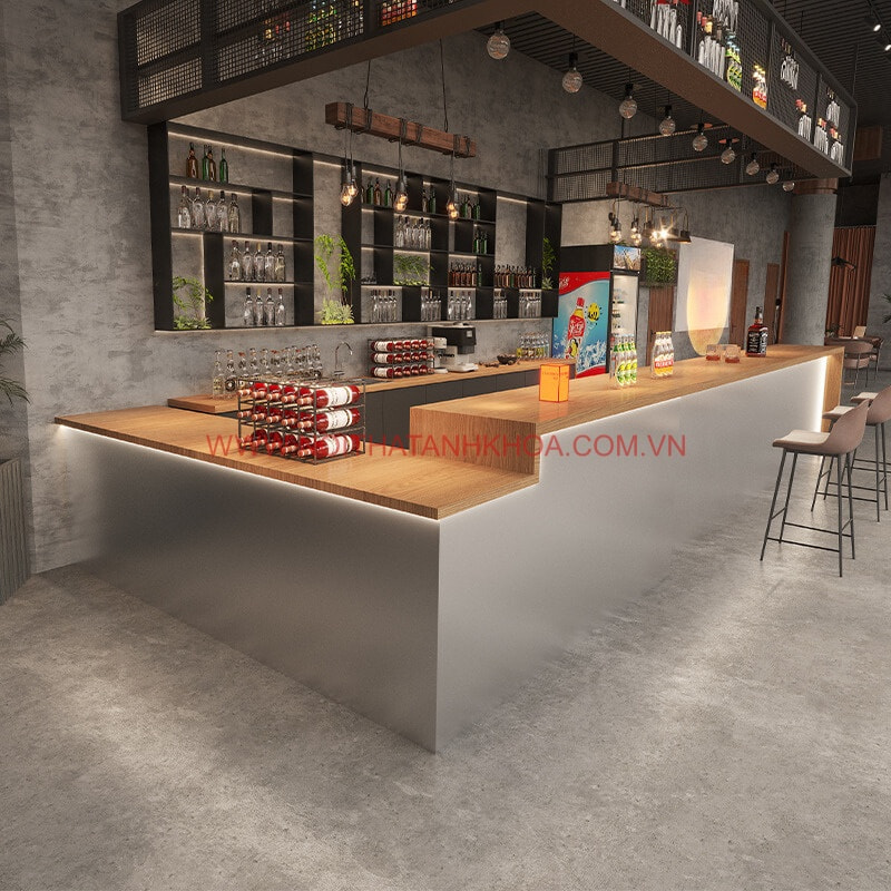 Quầy bar chữ L thiết kế hiện đại sang trọng, đẳng cấp Quầy bar chữ L thiết kế hiện đại sang trọng, đẳng cấp