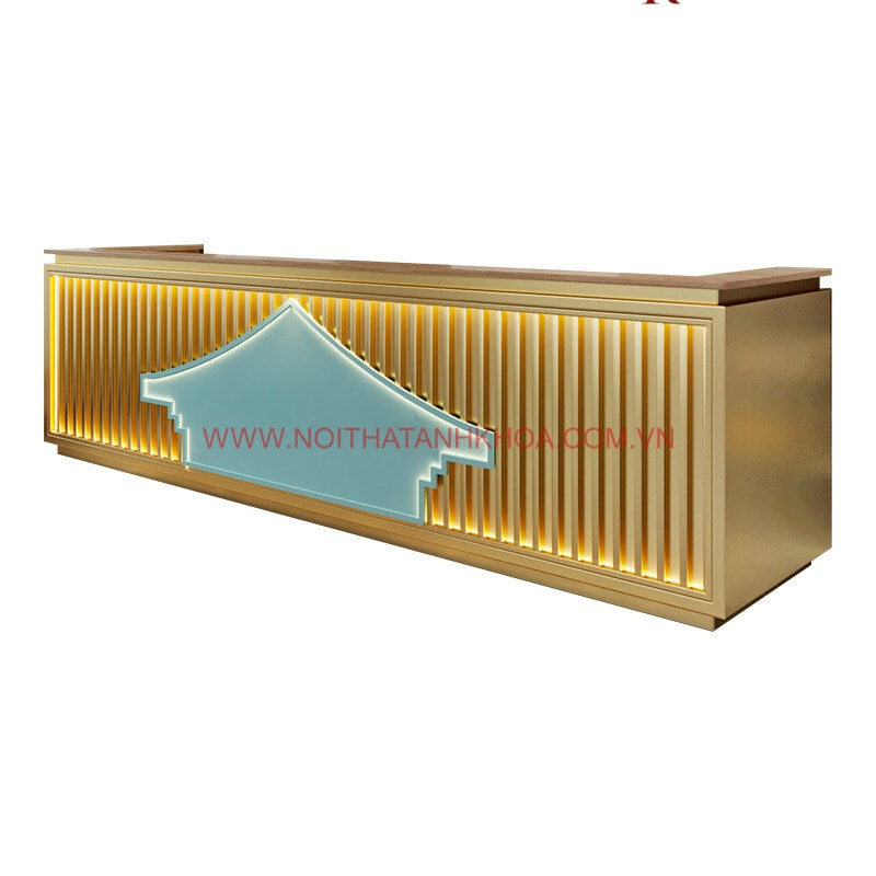 Quầy lễ tân chữ L gỗ công nghiệp đẹp hiện đại, sang trọng Quầy lễ tân chữ I gỗ công nghiệp đẹp hiện đại, sang trọng