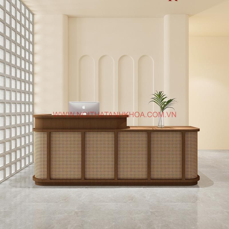Quầy lễ tân gỗ công nghiệp đẹp hiện đại