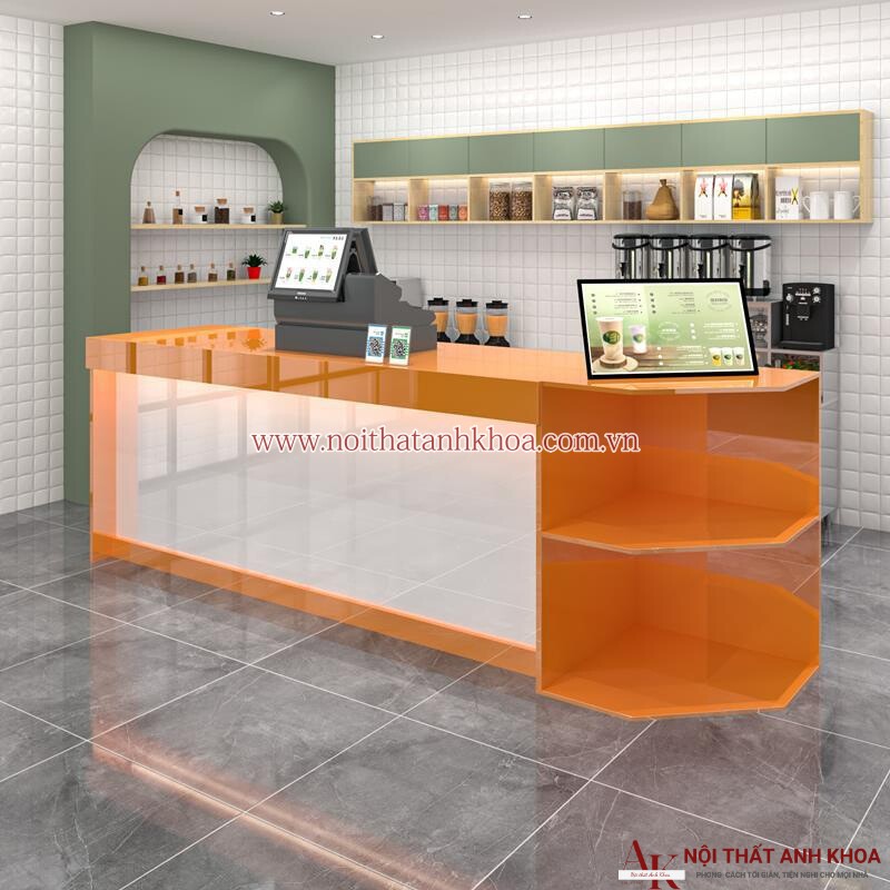 Quầy lễ tân đẹp hiện đại đa dạng màu sắc mẫu mã màu cam  Quầy lễ tân đẹp hiện đại đa dạng màu sắc mẫu mã màu cam