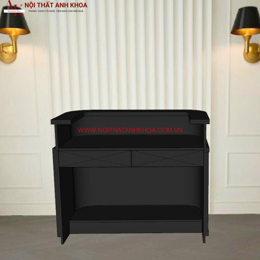 Quầy lễ tân gỗ công nghiệp đan mây đẹp, tinh tế Quầy lễ tân gỗ công nghiệp đan mây đẹp, tinh tế