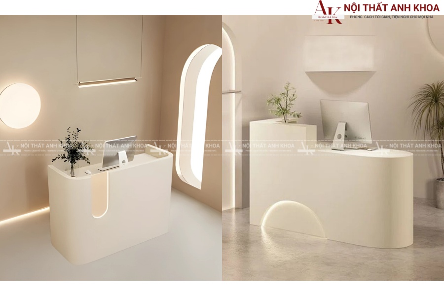 Quầy lễ tân mini cao cấp kết hợp kính và đèn LED Quầy lễ tân mini cao cấp kết hợp kính và đèn LED