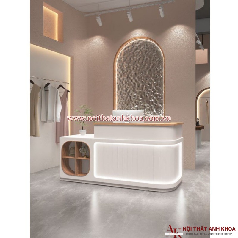 Quầy lễ tân spa chữ L gỗ MDF có led đẹp giá rẻ Quầy lễ tân spa chữ L gỗ MDF có led đẹp giá rẻ