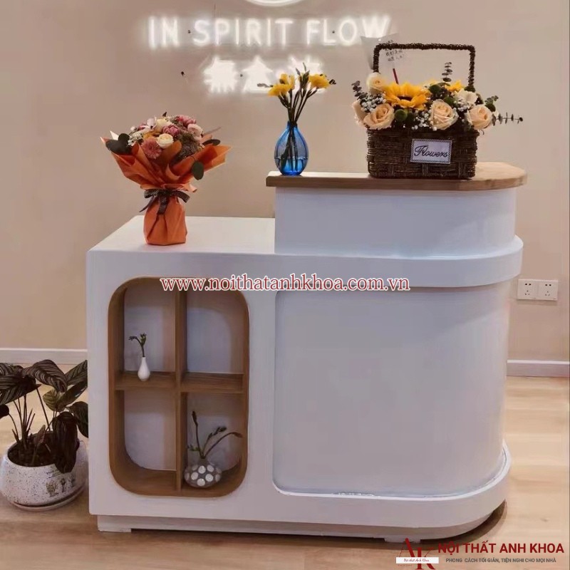 Quầy lễ tân spa chữ L gỗ MDF có led đẹp giá rẻ Quầy lễ tân spa chữ L gỗ MDF có led đẹp giá rẻ