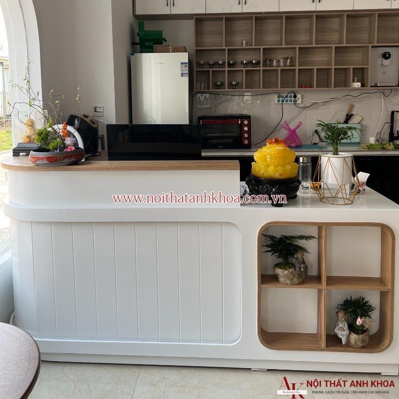 Quầy lễ tân spa chữ L gỗ MDF có led đẹp giá rẻ Quầy lễ tân spa chữ L gỗ MDF có led đẹp giá rẻ