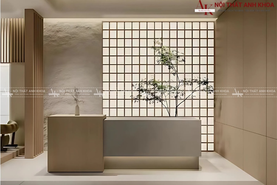 Quầy lễ tân spa kết hợp kính cường lực Quầy lễ tân spa kết hợp kính cường lực