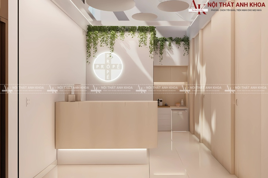 Quầy lễ tân spa nhỏ gọn phong cách tối giản Quầy lễ tân spa nhỏ gọn phong cách tối giản
