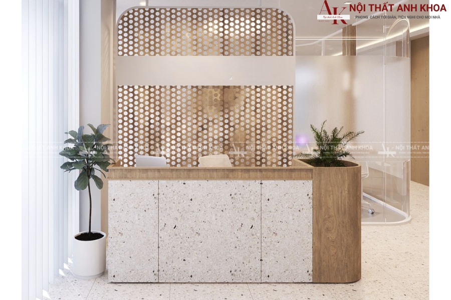 Quầy lễ tân spa thiết kế bo tròn mềm mại Quầy lễ tân spa thiết kế bo tròn mềm mại