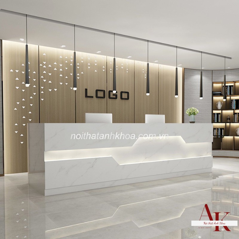 Quầy lễ tân văn phòng gỗ MDF đa dạng màu sắc hiện đại Quầy lễ tân văn phòng gỗ MDF đa dạng màu sắc hiện đại