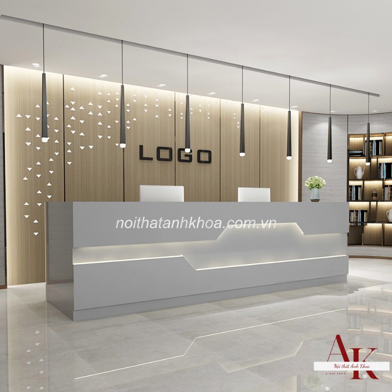 Quầy lễ tân văn phòng gỗ MDF đa dạng màu sắc hiện đại màu trắng Quầy lễ tân văn phòng gỗ MDF đa dạng màu sắc hiện đại màu trắng