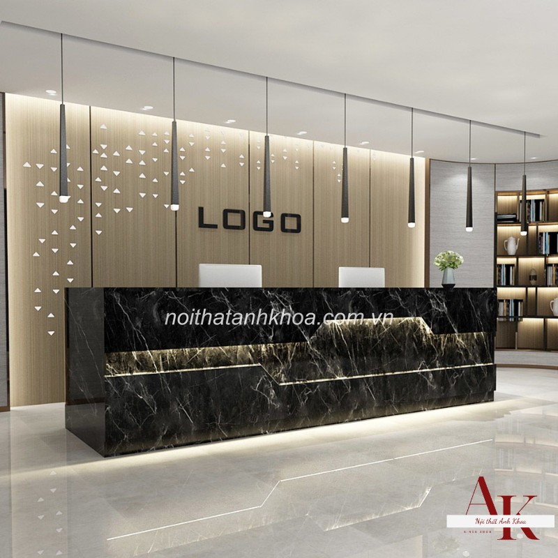 Quầy lễ tân văn phòng gỗ MDF đa dạng màu sắc hiện đại màu đen Quầy lễ tân văn phòng gỗ MDF đa dạng màu sắc hiện đại màu đen