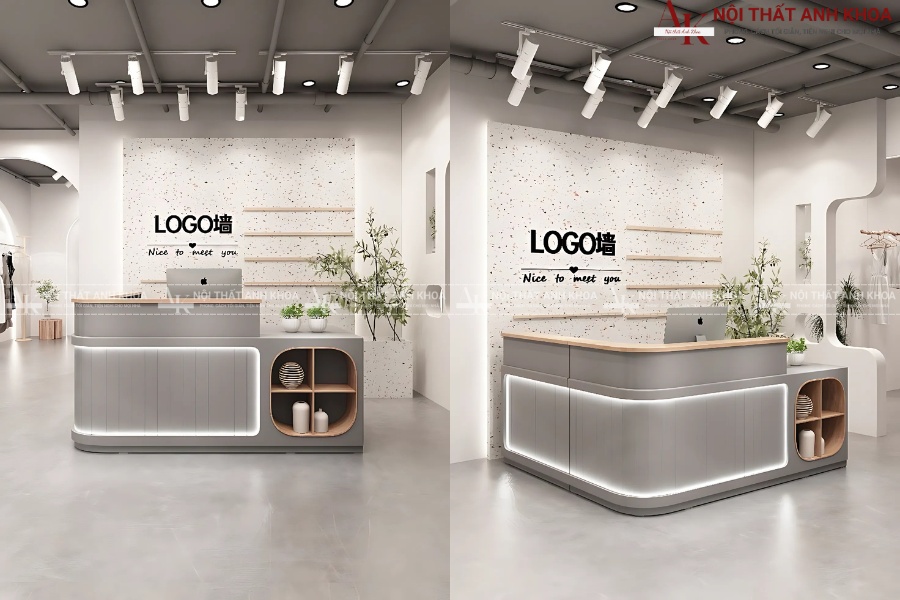 Mẫu quầy lễ tân gỗ công nghiệp hiện đại, bền đẹp cho văn phòng Mẫu quầy lễ tân gỗ công nghiệp hiện đại, bền đẹp cho văn phòng