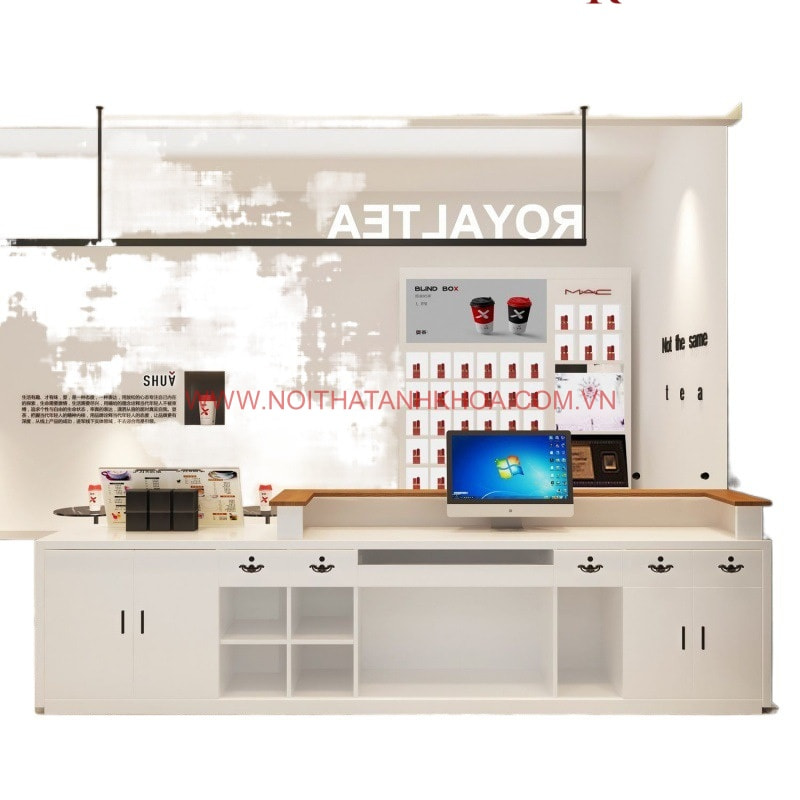 Quầy thu ngân gỗ công nghiệp đẹp hiện đại, sang trọng Quầy thu ngân gỗ công nghiệp đẹp hiện đại, sang trọng