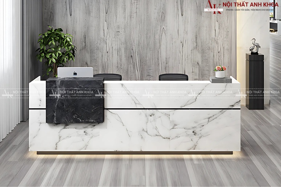 Quầy lễ tân đá nhân tạo sang trọng, hiện đại cho doanh nghiệp Quầy lễ tân đá nhân tạo sang trọng, hiện đại cho doanh nghiệp