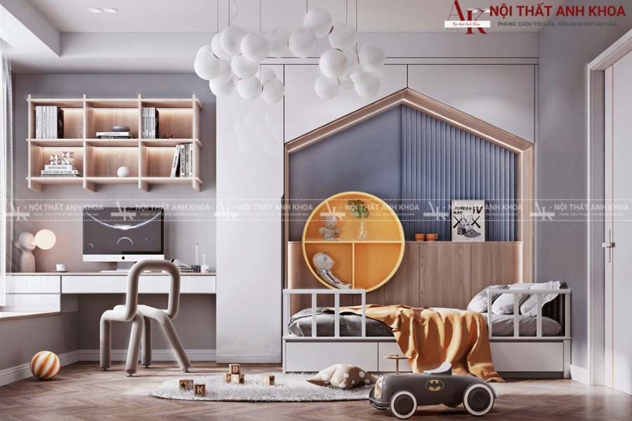 Thiết kế phòng ngủ bé trai kết hợp bàn học Thiết kế phòng ngủ bé trai kết hợp bàn học