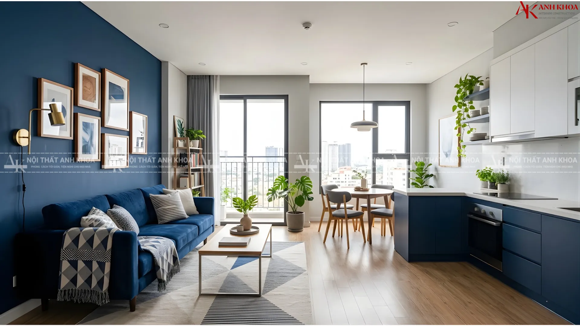 Không gian hiện đại nổi bật với điểm nhấn xanh Navy Không gian hiện đại nổi bật với điểm nhấn xanh Navy