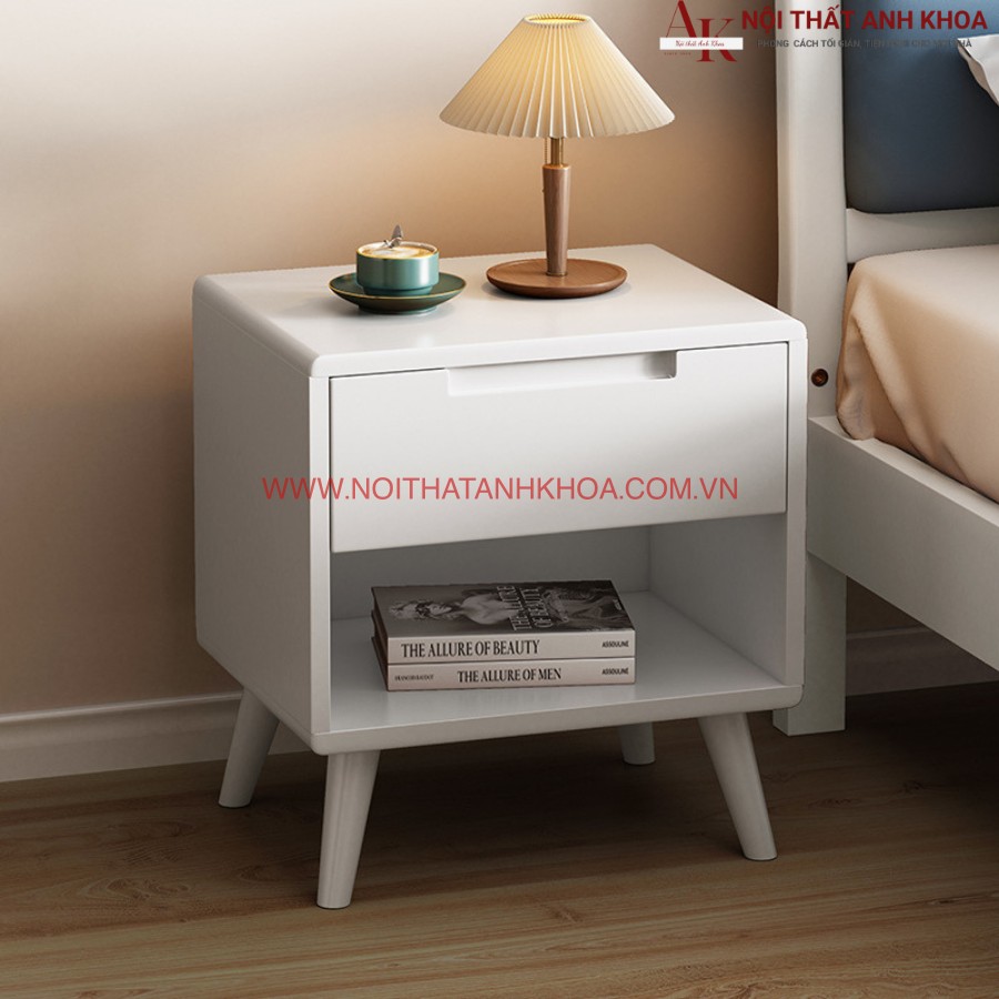 Tab đầu giường gỗ tự nhiên cao cấp thiết kế 1 ngăn kéo và 1 kệ mở Tab đầu giường gỗ tự nhiên cao cấp thiết kế 1 ngăn kéo và 1 kệ mở