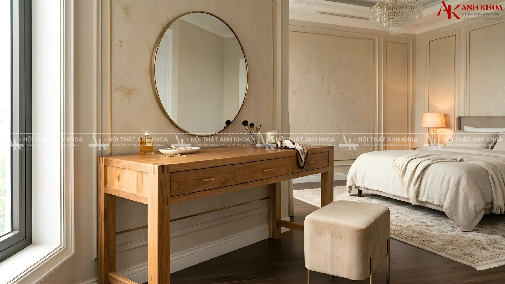 Bàn trang điểm gỗ tự nhiên đẹp bền theo thời gian Bàn trang điểm gỗ tự nhiên đẹp bền theo thời gian