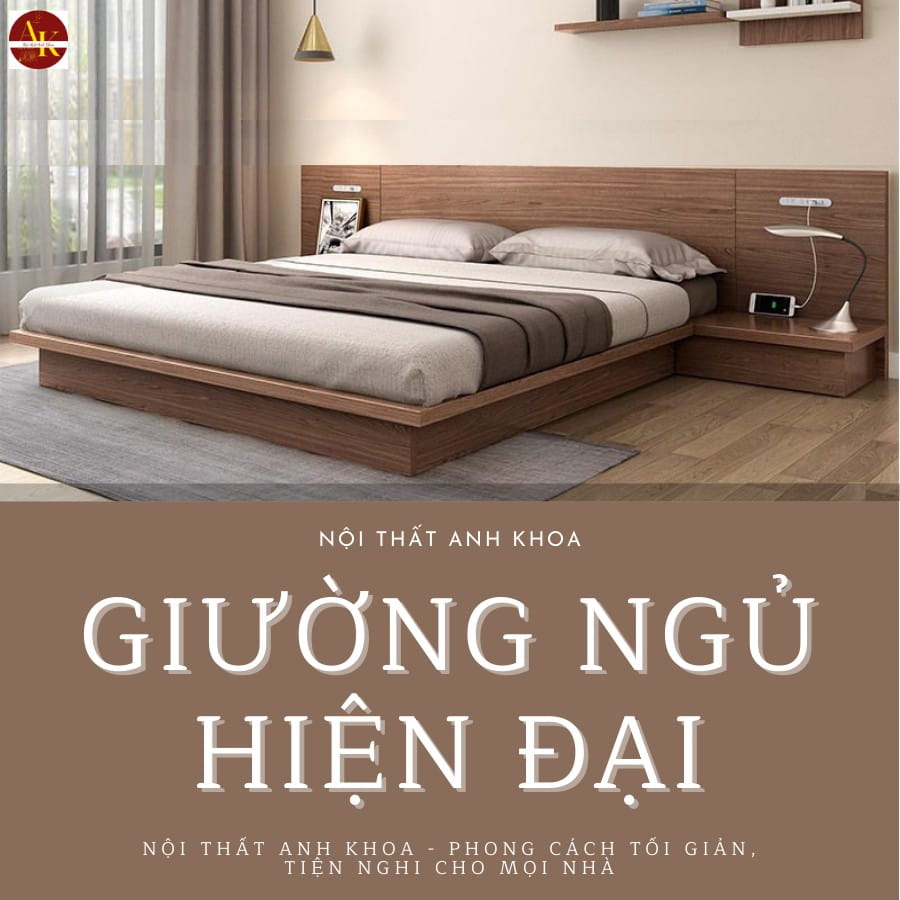 Giường ngủ hiện đại gỗ công nghiệp MDF Giường ngủ hiện đại gỗ công nghiệp MDF