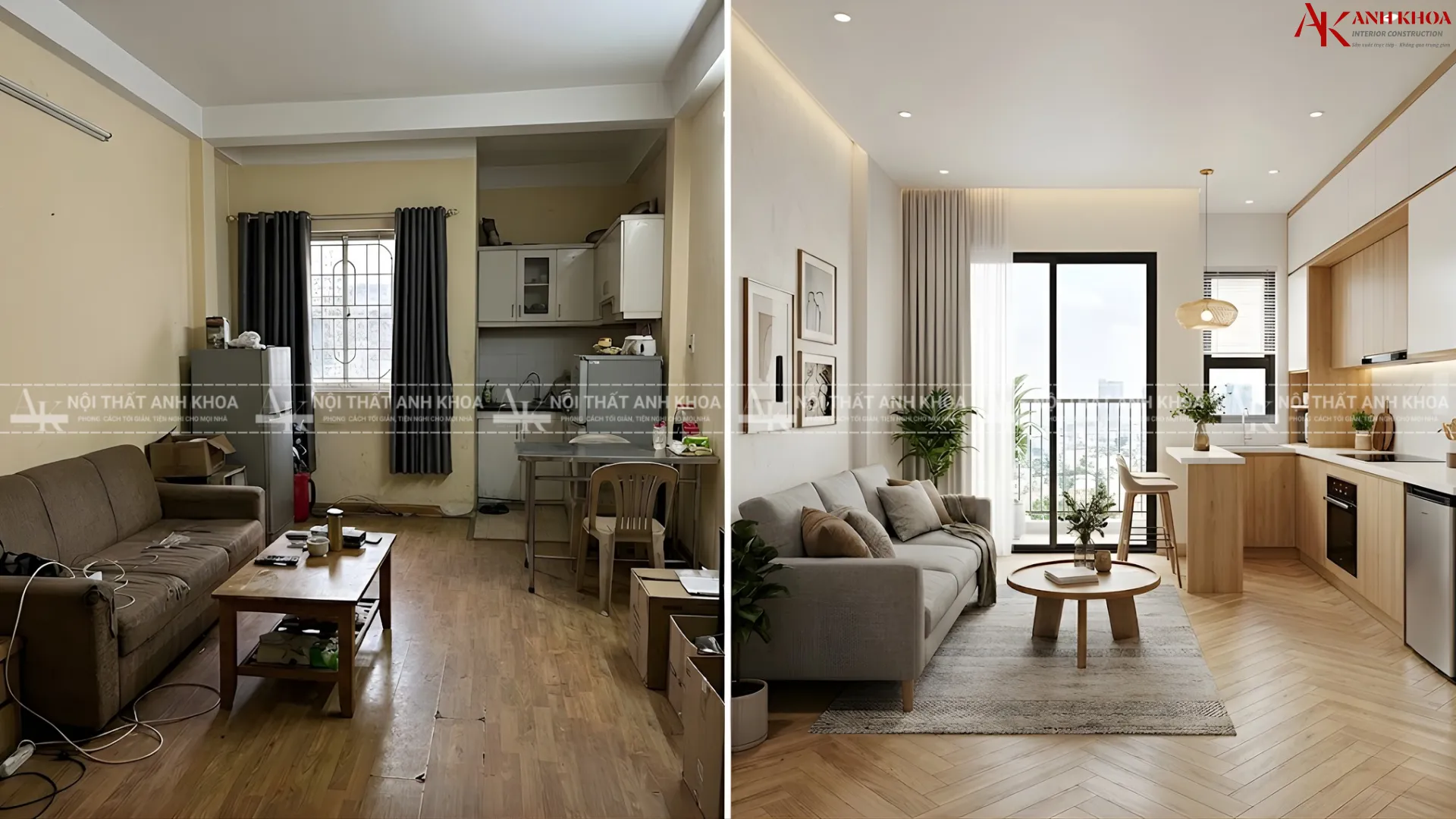 Hình ảnh thực tế một căn hộ 50m2 trước và sau khi thiết kế chuyên nghiệp Hình ảnh thực tế một căn hộ 50m2 trước và sau khi thiết kế chuyên nghiệp