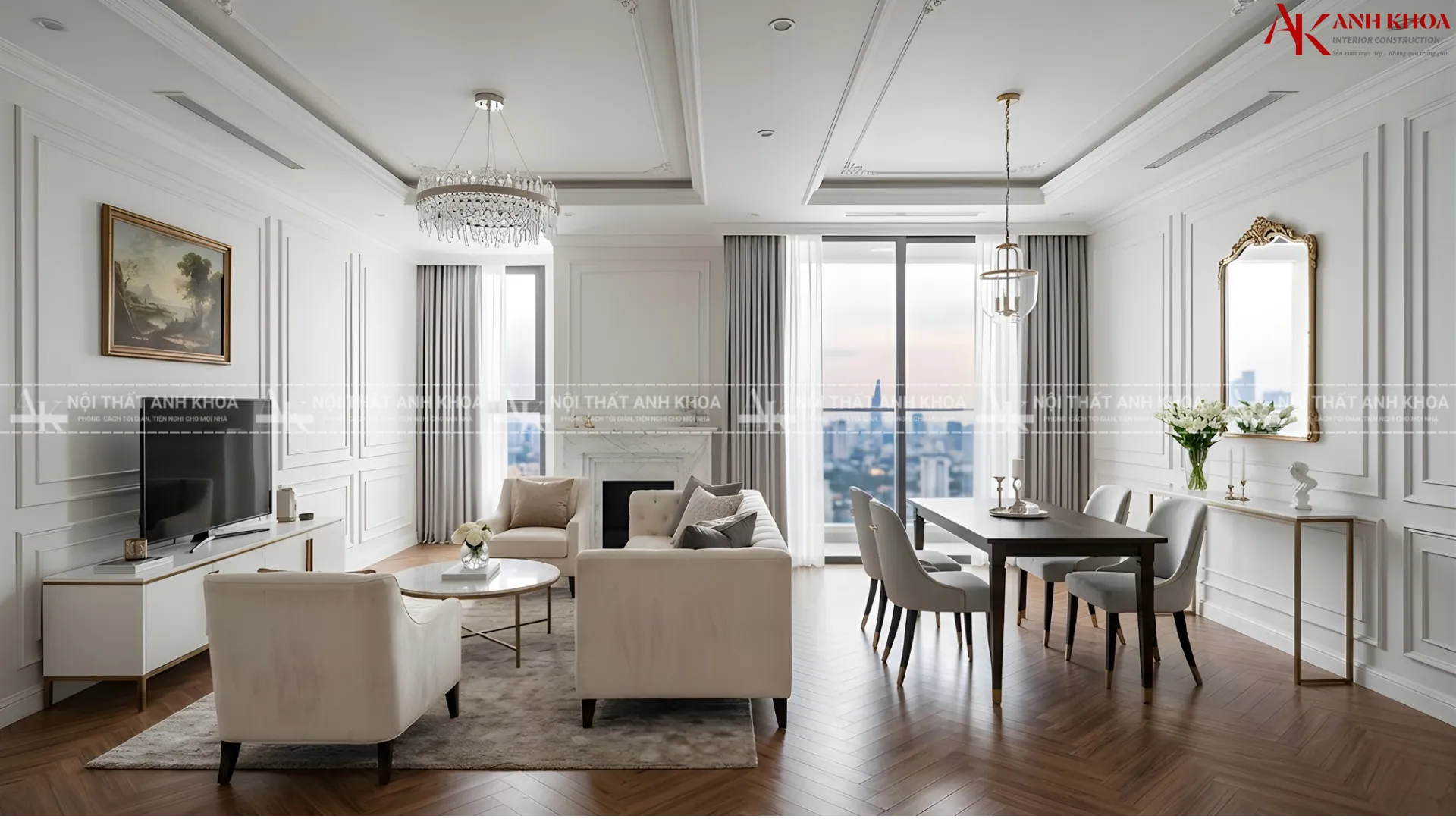 Không gian Tân cổ điển tối giản đẹp, nhẹ nhàng Không gian Tân cổ điển tối giản đẹp, nhẹ nhàng