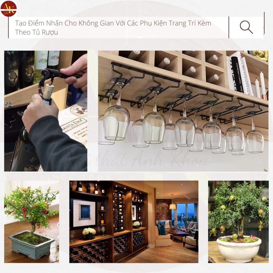 Tạo điểm nhấn cho không gian với các phụ kiện trang trí kèm theo tủ rượu Tạo điểm nhấn cho không gian với các phụ kiện trang trí kèm theo tủ rượu