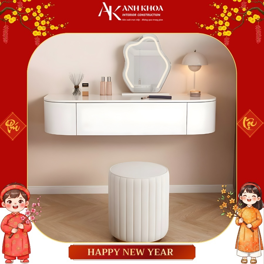 Bàn trang điểm treo tường đẹp chuẩn gu chị em Bàn trang điểm treo tường đẹp chuẩn gu chị em