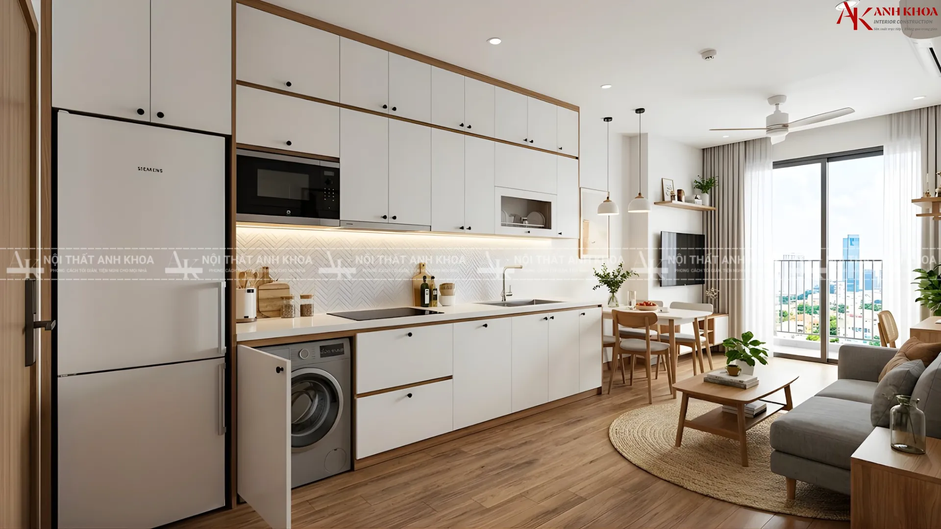 Thiết kế bếp chữ l gọn gàng - Kịch trần, tiện nghi Thiết kế bếp chữ l gọn gàng - Kịch trần, tiện nghi