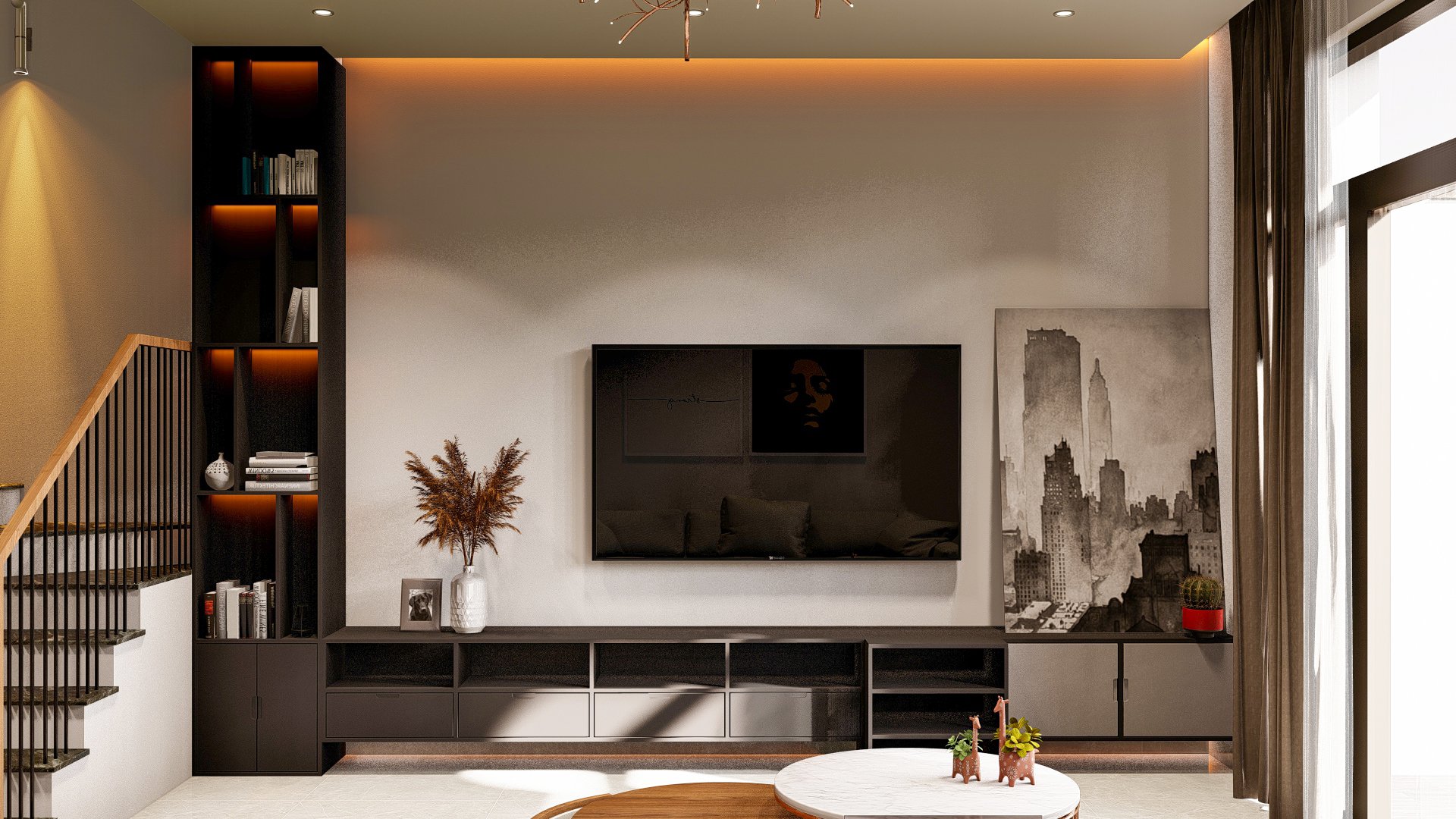 Thiết Kế Nội Thất Phòng Khách Gỗ MDF Đẹp Hiện Đại Đẳng Cấp