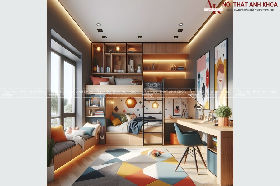 Giường tầng gỗ MDF kết hợp bàn học Giường tầng gỗ MDF kết hợp bàn học