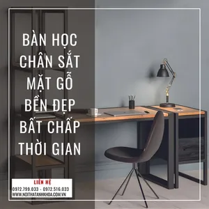 Bàn Học Chân Sắt Mặt Gỗ – Bền Đẹp Bất Chấp Thời Gian