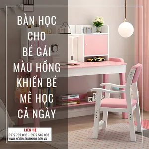 Bàn Học Cho Bé Gái Màu Hồng Khiến Bé Mê Học Cả Ngày