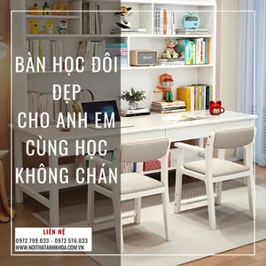 Bàn Học Đôi Đẹp Cho Anh Em Cùng Học Không Chán