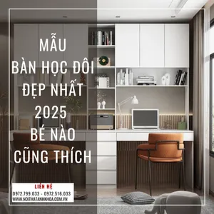 Mẫu Bàn Học Đôi Đẹp Nhất 2025 – Bé Nào Cũng Thích