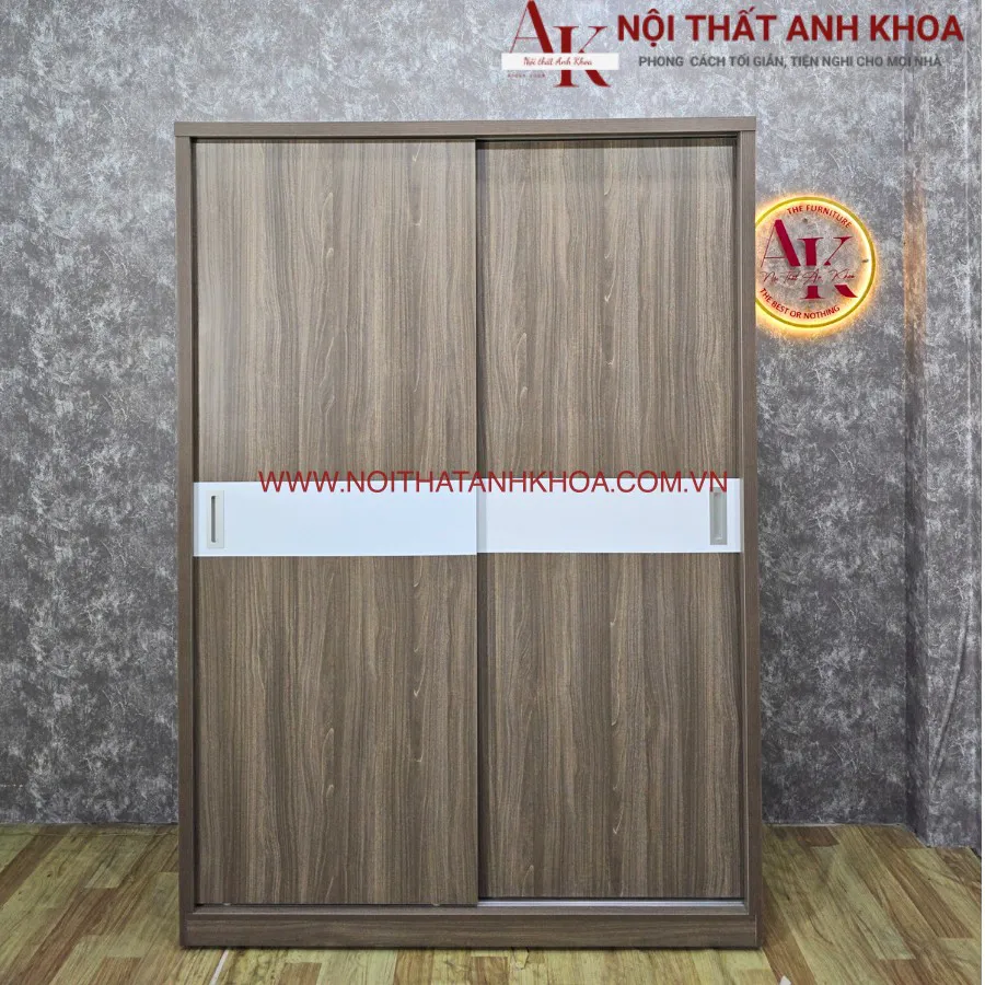 Tủ Quần Áo Gỗ Ép Cửa Lùa Màu Vân Gỗ Đẹp Giá Tốt