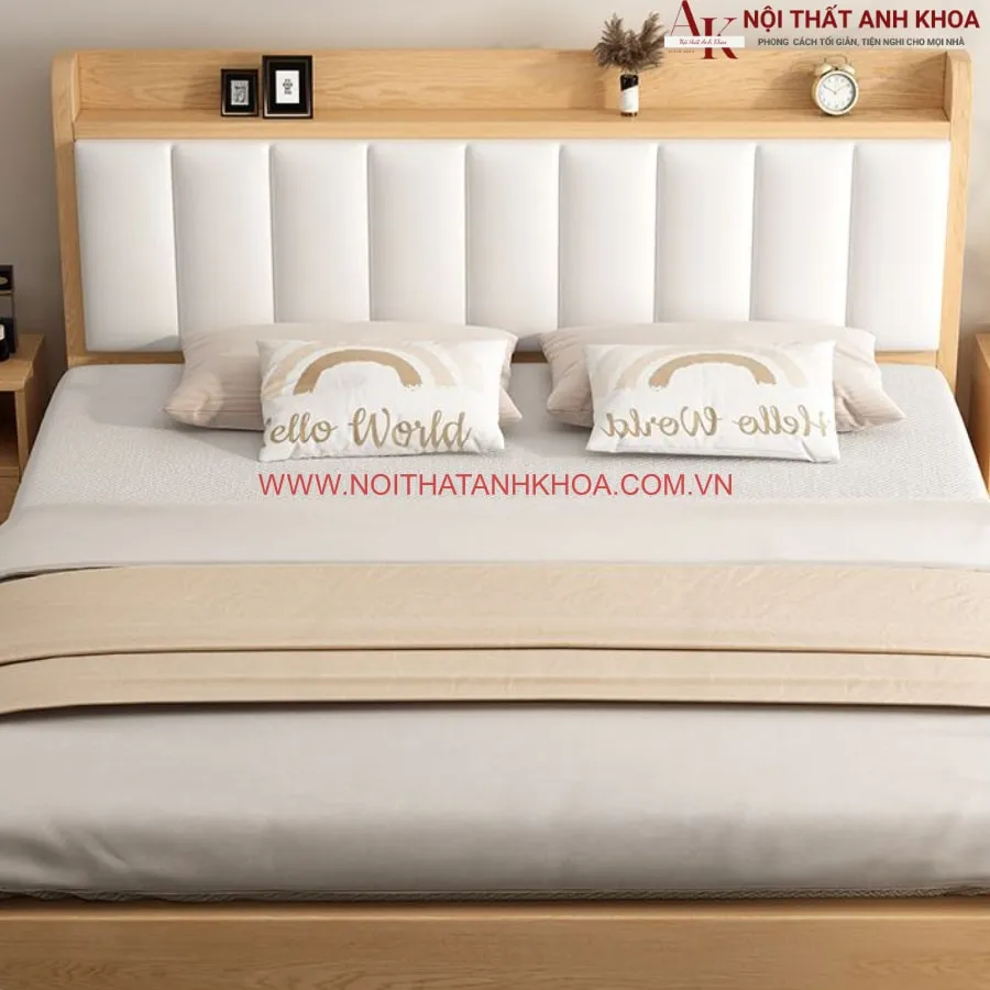 Giường Ngủ Hiện Đại Gỗ Công Nghiệp Đầu Bọc Nệm Cao Cấp
