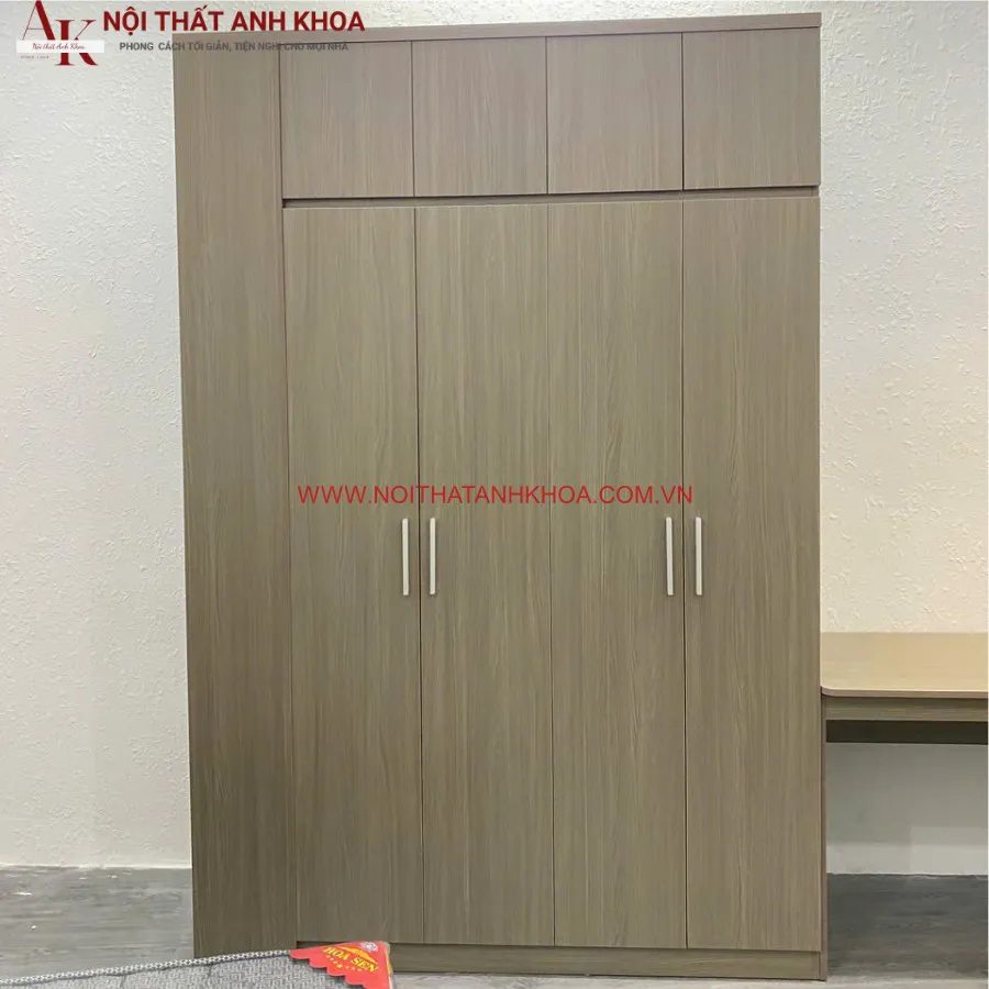Tủ Quần Áo Gỗ Công Nghiệp 4 Cánh 2 Buồng Phối Màu Đẹp