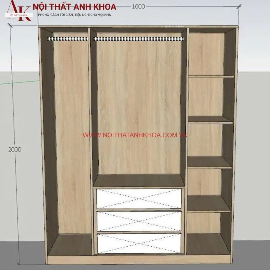Tủ Quần Áo Không Cánh Hiện Đại Giá Rẻ