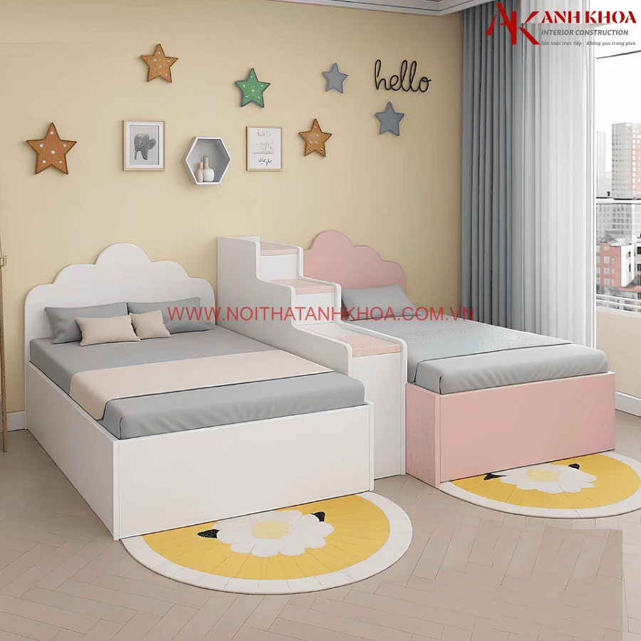 Giường Ngủ Cho Trẻ Em Gỗ MDF Đơn Giản Hiện Đại