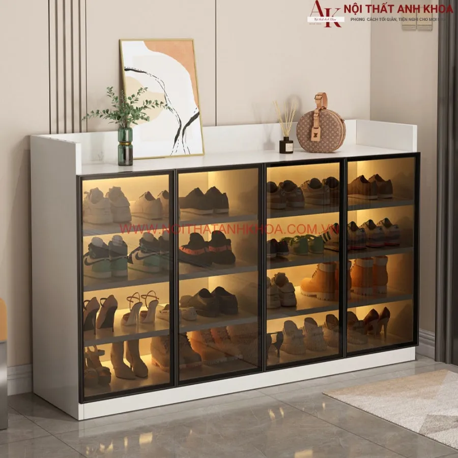 Tủ Giày Dép Cánh Kính Gỗ MDF Hiện Đại Giá Tốt