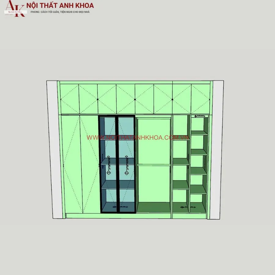 Mẫu Tủ Quần Áo Âm Tường Phòng Ngủ Màu Óc Chó