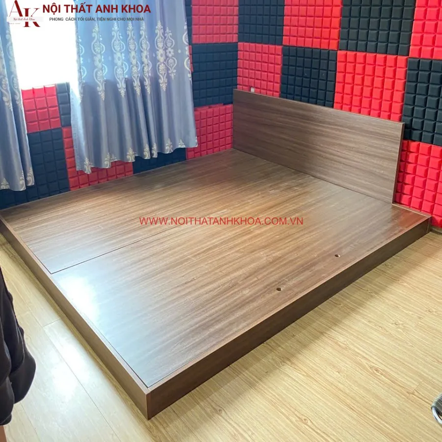 Giường Ngủ Bệt Gỗ MDF Có Kệ Sách